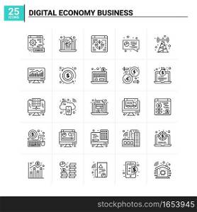 25 Digital Economy Business icon set. vector background