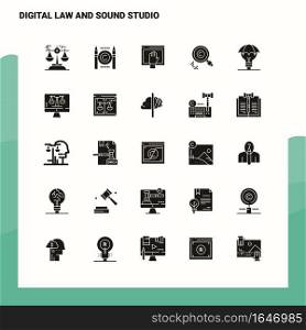 25 Digital Law And Sound Studio Icon set. Solid Glyph Icon Vector Illustration Template For Web and Mobile. Ideas for business company.