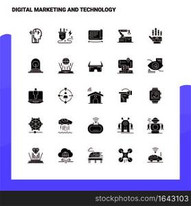 25 Digital Marketing And Technology Icon set. Solid Glyph Icon Vector Illustration Template For Web and Mobile. Ideas for business company.
