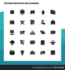25 Distance Education and Elearning Icon set. Solid Glyph Icon Vector Illustration Template For Web and Mobile. Ideas for business company.