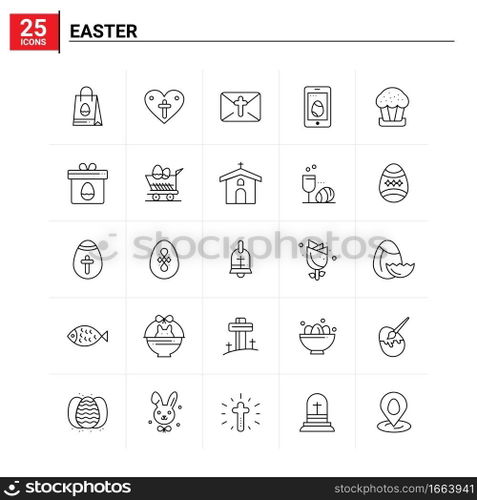 25 Easter icon set. vector background