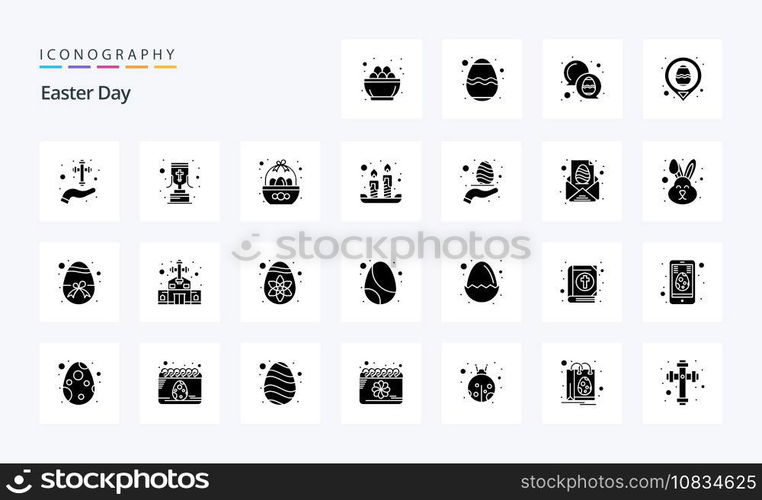 25 Easter Solid Glyph icon pack