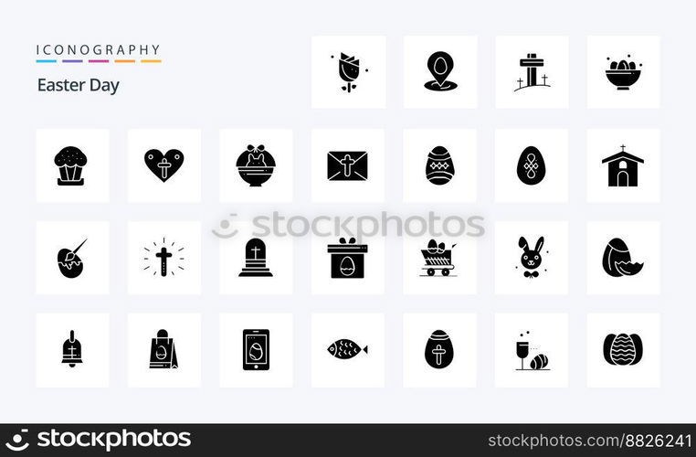 25 Easter Solid Glyph icon pack