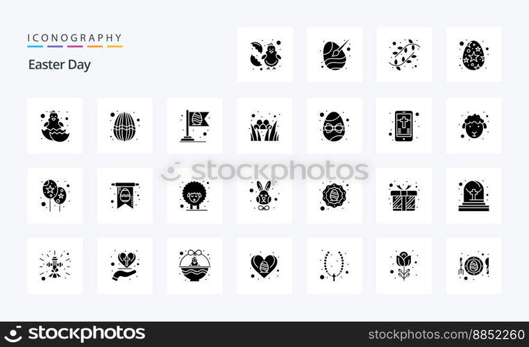 25 Easter Solid Glyph icon pack