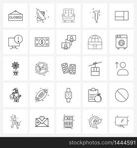 25 Editable Vector Line Icons and Modern Symbols of grid, hardware, sofa, screw, nail Vector Illustration