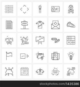 25 Editable Vector Line Icons and Modern Symbols of Halloween, purse, compress, payment, unlock Vector Illustration