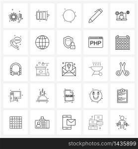 25 Editable Vector Line Icons and Modern Symbols of laptop, tool, media, pen, design Vector Illustration