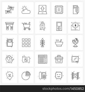 25 Editable Vector Line Icons and Modern Symbols of power, fuel, arrow, processor, cpu Vector Illustration