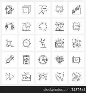 25 Editable Vector Line Icons and Modern Symbols of steps, computer, less, screen, monitor Vector Illustration