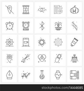 25 Editable Vector Line Icons and Modern Symbols of view, report, home door, paper, eyeball Vector Illustration