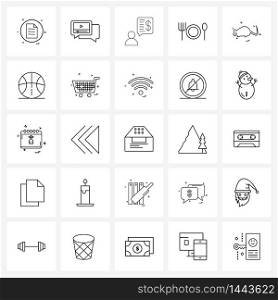 25 Editable Vector Line Icons and Modern Symbols of wildlife, dinner, advice, restaurant, give Vector Illustration