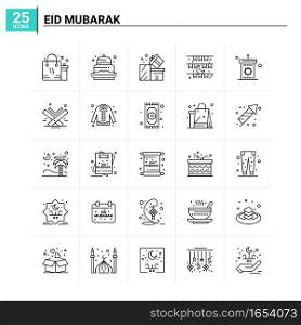 25 Eid Mubarak icon set. vector background