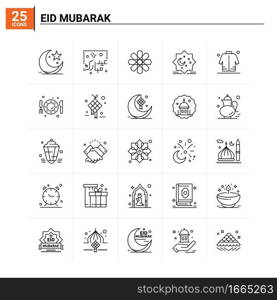 25 Eid Mubarak icon set. vector background