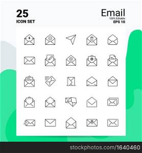 25 Email Icon Set. 100  Editable EPS 10 Files. Business Logo Concept Ideas Line icon design