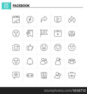 25 Facebook icon set. vector background