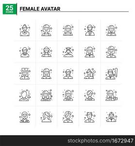 25 Female Avatar icon set. vector background