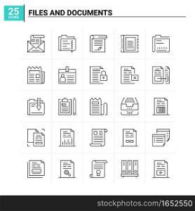 25 Files And Documents icon set. vector background
