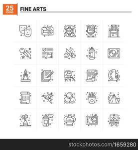 25 Fine Arts icon set. vector background