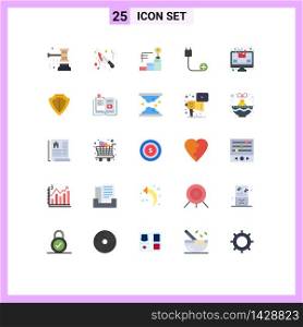 25 Flat Color concept for Websites Mobile and Apps analysis, devices, achievements, cord, add Editable Vector Design Elements