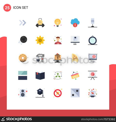25 Flat Color concept for Websites Mobile and Apps light, interior, bulb, data, alert Editable Vector Design Elements