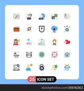 25 Flat Color concept for Websites Mobile and Apps process, play, globe, gambling, casino Editable Vector Design Elements