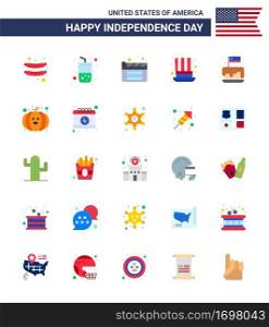 25 Flat Signs for USA Independence Day party  cake  movies  festival  presidents Editable USA Day Vector Design Elements