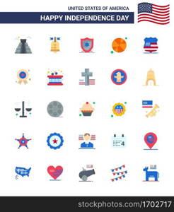 25 Flat Signs for USA Independence Day usa  shield  american  day  ball Editable USA Day Vector Design Elements