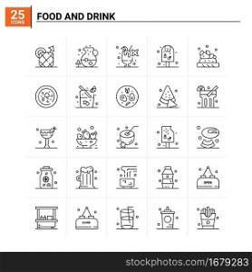 25 Food And Drink icon set. vector background