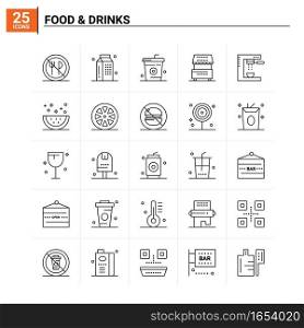 25 Food & Drinks icon set. vector background