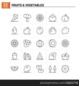 25 Fruits   Vegetables icon set. vector background