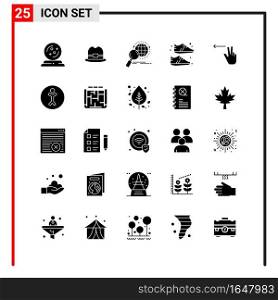 25 General Icons for website design print and mobile apps. 25 Glyph Symbols Signs Isolated on White Background. 25 Icon Pack.. Creative Black Icon vector background