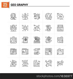 25 Geo Graphy icon set. vector background