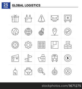 25 Global Logistics icon set. vector background
