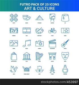 25 Green and Blue Futuro Art and Culture Icon Pack