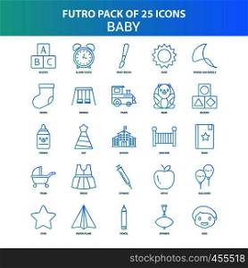 25 Green and Blue Futuro Baby Icon Pack