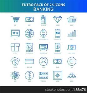 25 Green and Blue Futuro Banking Icon Pack