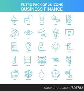 25 Green and Blue Futuro Business Finance Icon Pack