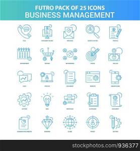 25 Green and Blue Futuro Business Management Icon Pack
