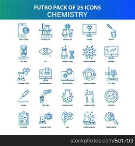 25 Green and Blue Futuro Chemistry Icon Pack
