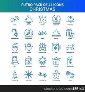 25 Green and Blue Futuro Christmas Icon Pack