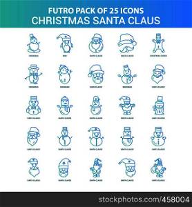 25 Green and Blue Futuro Christmas Santa Clause Icon Pack