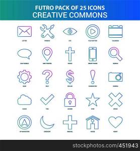 25 Green and Blue Futuro Creative Commons Icon Pack