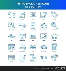 25 Green and Blue Futuro Delivery Icon Pack