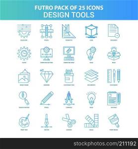 25 Green and Blue Futuro Design Tools Icon Pack