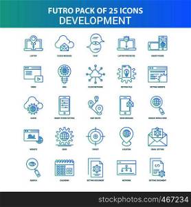 25 Green and Blue Futuro Development Icon Pack