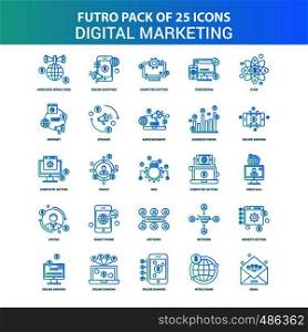 25 Green and Blue Futuro Digital Marketing Icon Pack