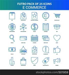 25 Green and Blue Futuro E-Commerce Icon Pack