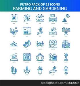 25 Green and Blue Futuro Farming and Gardening Icon Pack