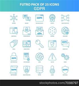 25 Green and Blue Futuro GDPR Icon Pack