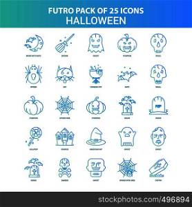 25 Green and Blue Futuro Halloween Icon Pack